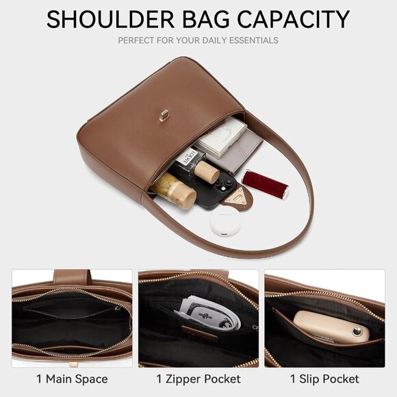 Shoulder Bag for Women Leather Hobo Tote Purse Elegant Casual - Picture 5 of 9